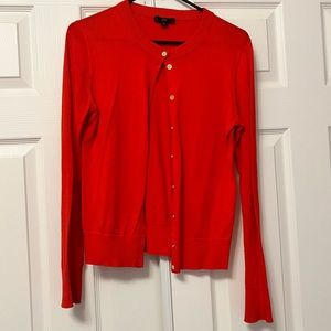 J Crew Red Lightweight Knit Button Down Cardigan Sweater